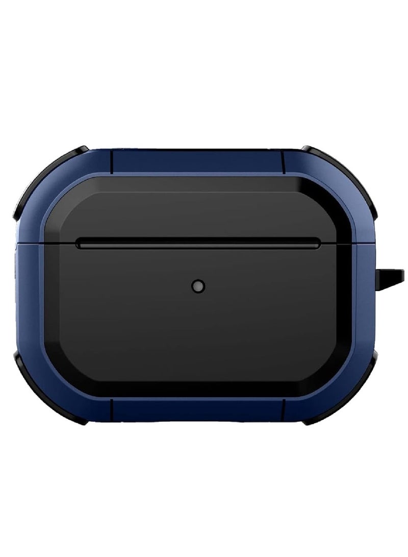 MOBM AirPods Pro Case with Carabiner – Shockproof Protective Cover Black-Blue - Image 1